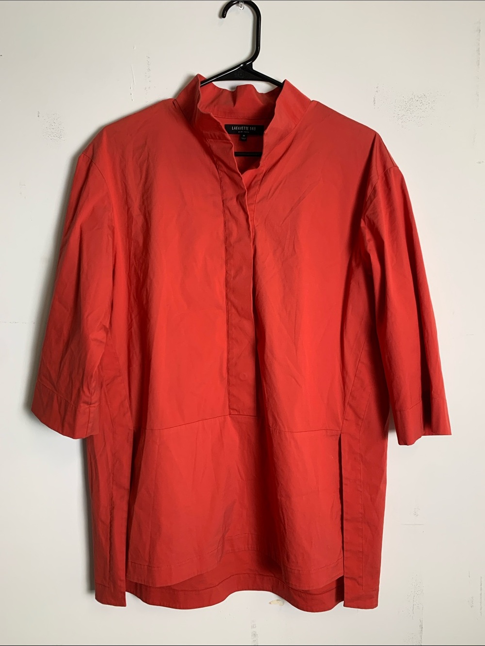 Lafayette 148 New York Coral Button-Front Mandarin Shirt